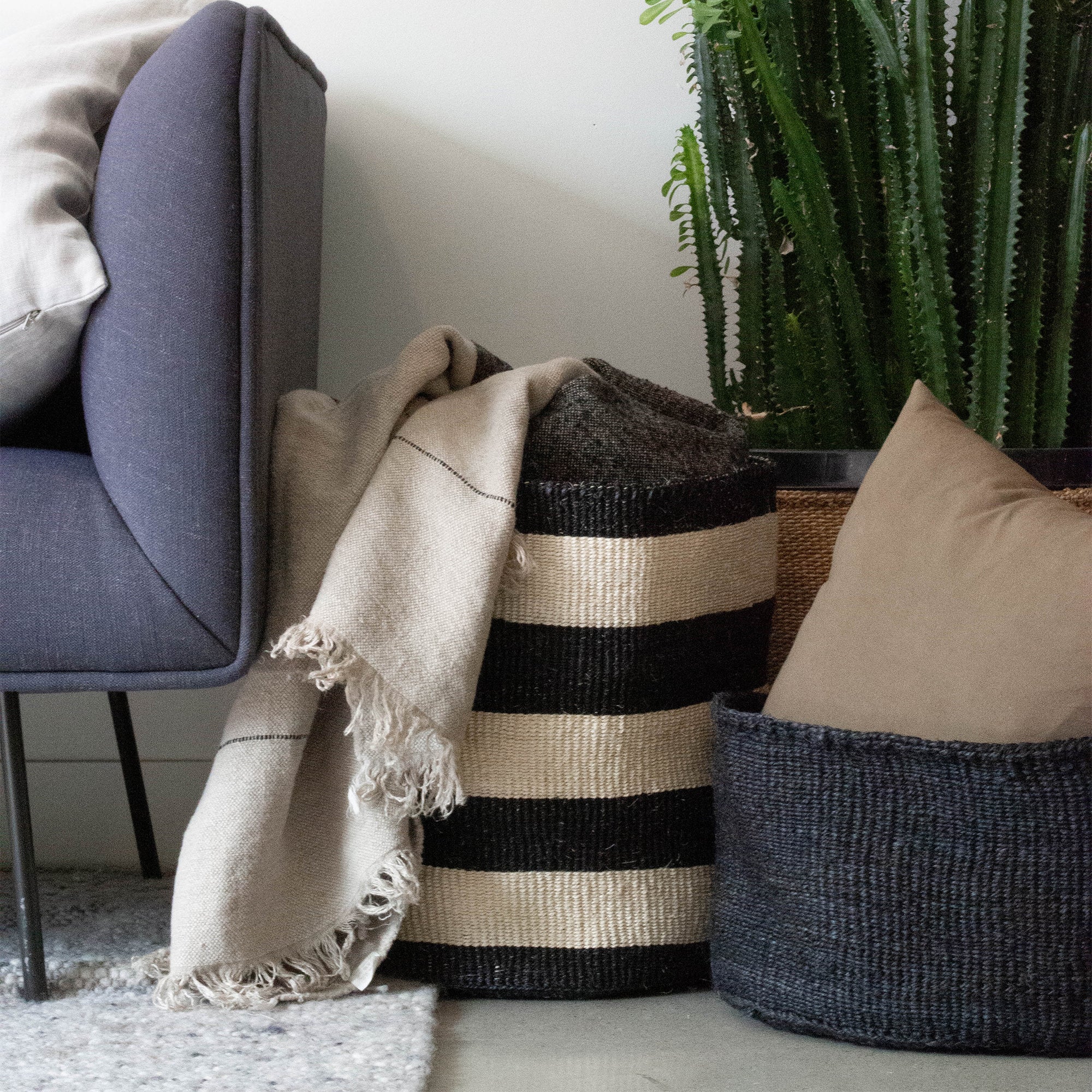 18" Sisal Basket | Stripes - Image 5
